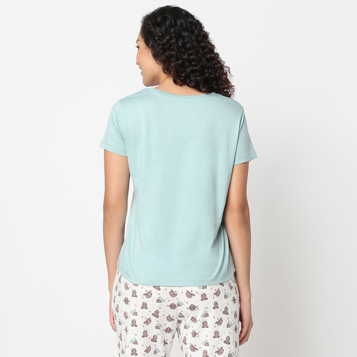 Animal Print Round Neck Loungewear T-Shirt
