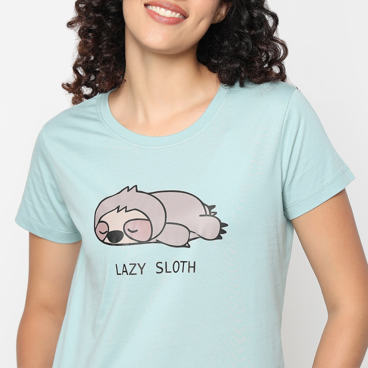 Animal Print Round Neck Loungewear T-Shirt