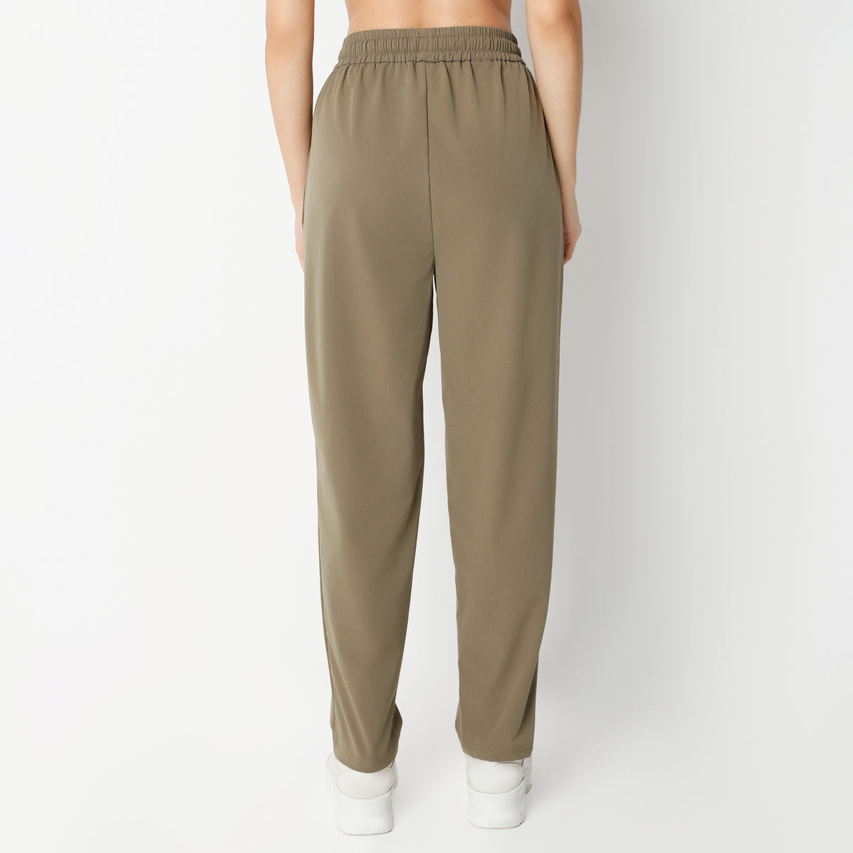 Regular Fit Solid Mid Rise Trousers