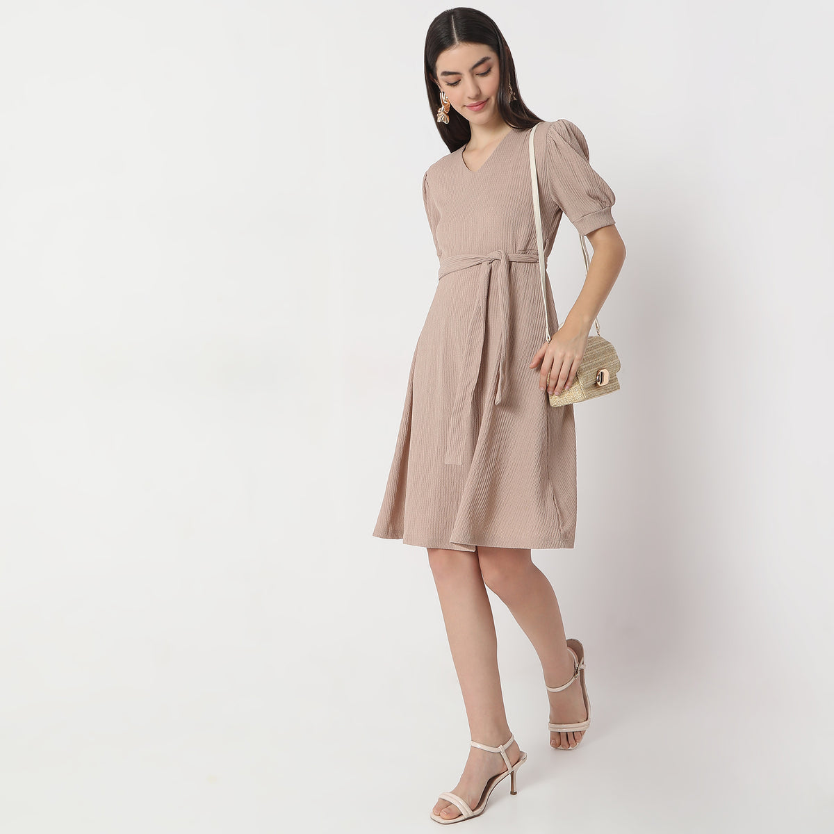 Flare Fit Solid Dress
