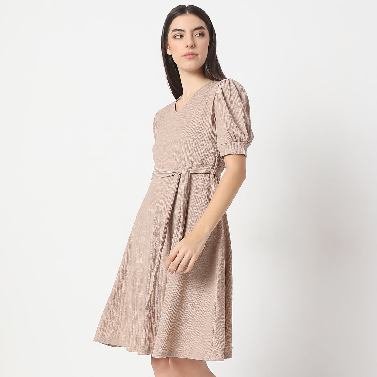 Flare Fit Solid Dress