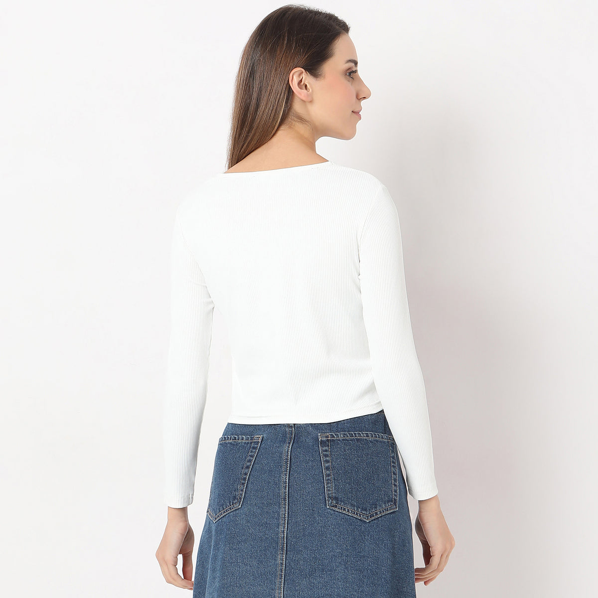 Fitted Square Neck Full Sleeve Finishing Top