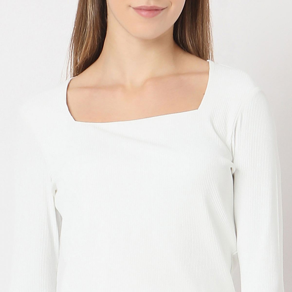 Fitted Square Neck Full Sleeve Finishing Top