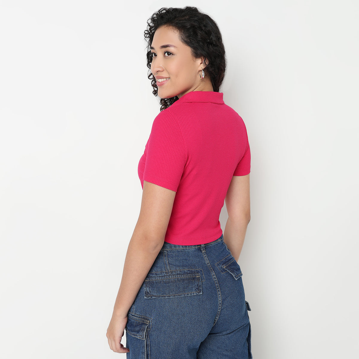 Buy Women Fitted Solid Short Sleeve T-Shirt  - Style Union