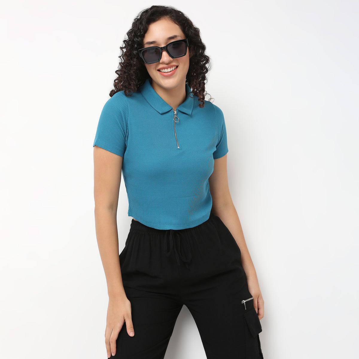 Buy Women Fitted Solid Short Sleeve T-Shirt  - Style Union
