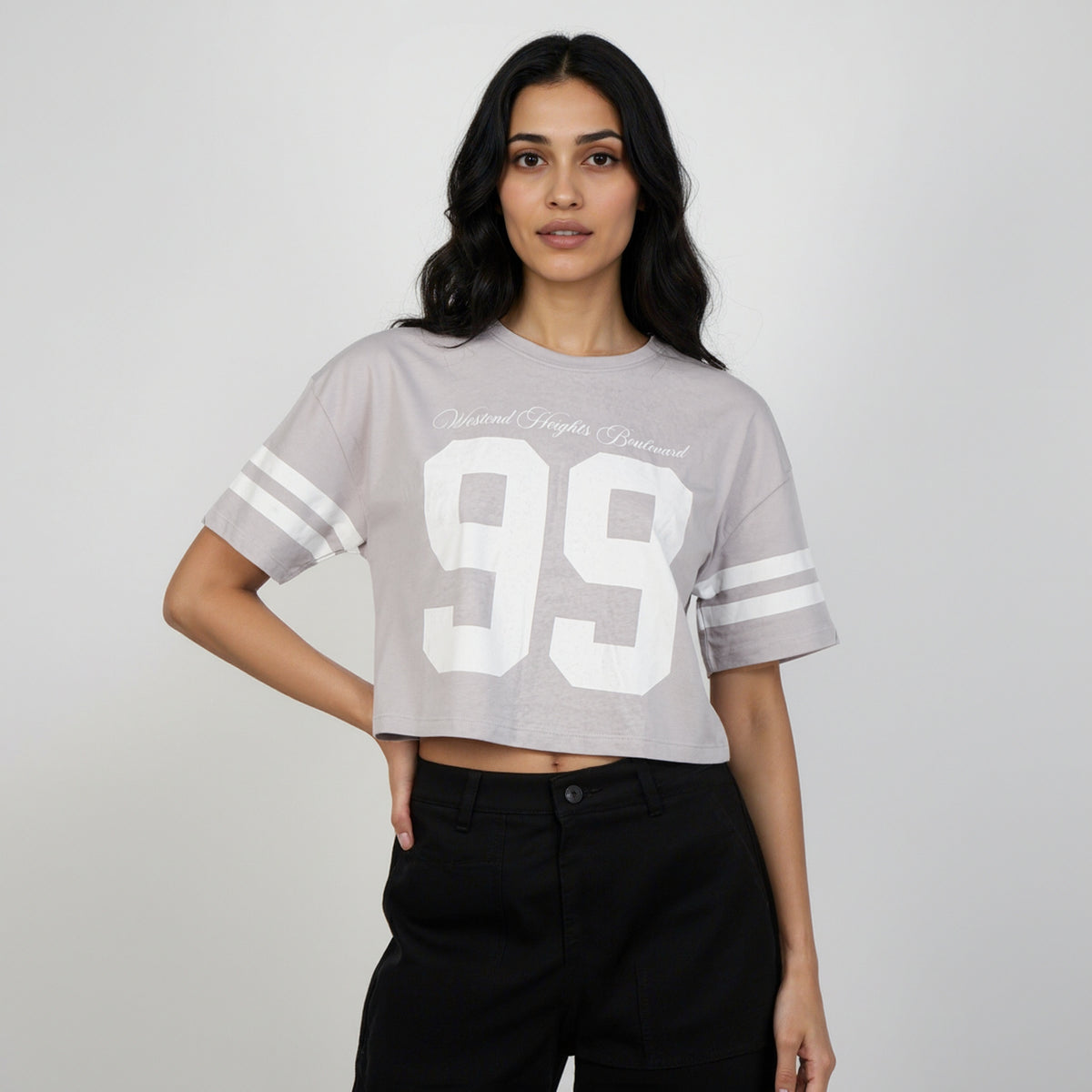 Cotton Graphic Crop Boxy T-Shirt