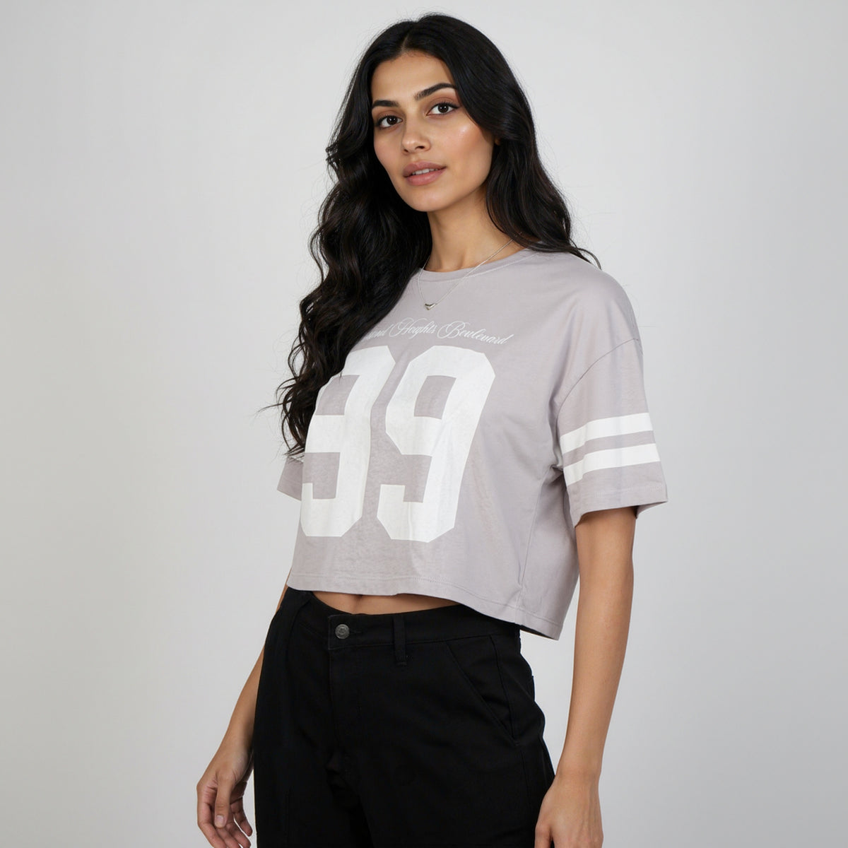 Cotton Graphic Crop Boxy T-Shirt