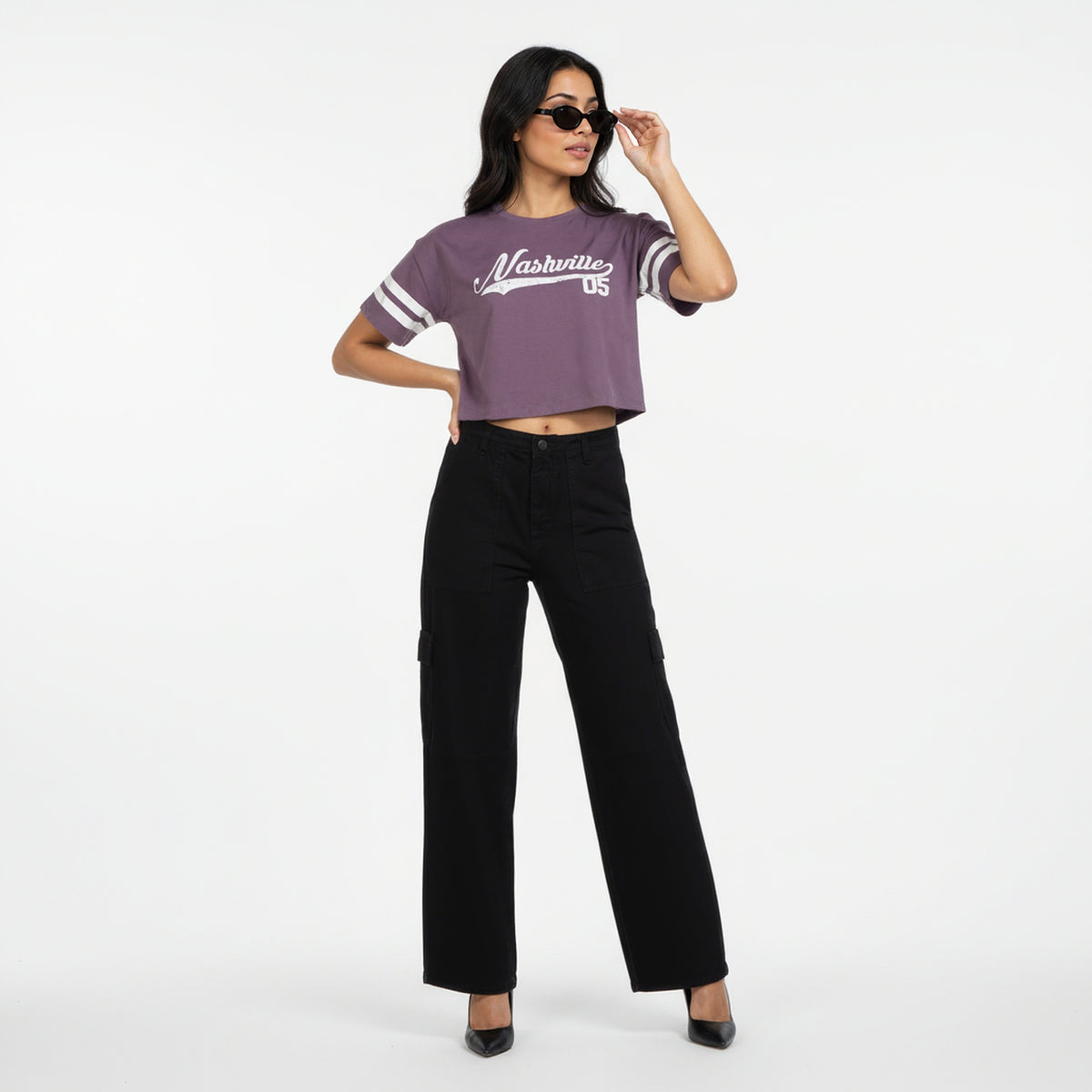 Cotton Graphic Crop Boxy T-Shirt