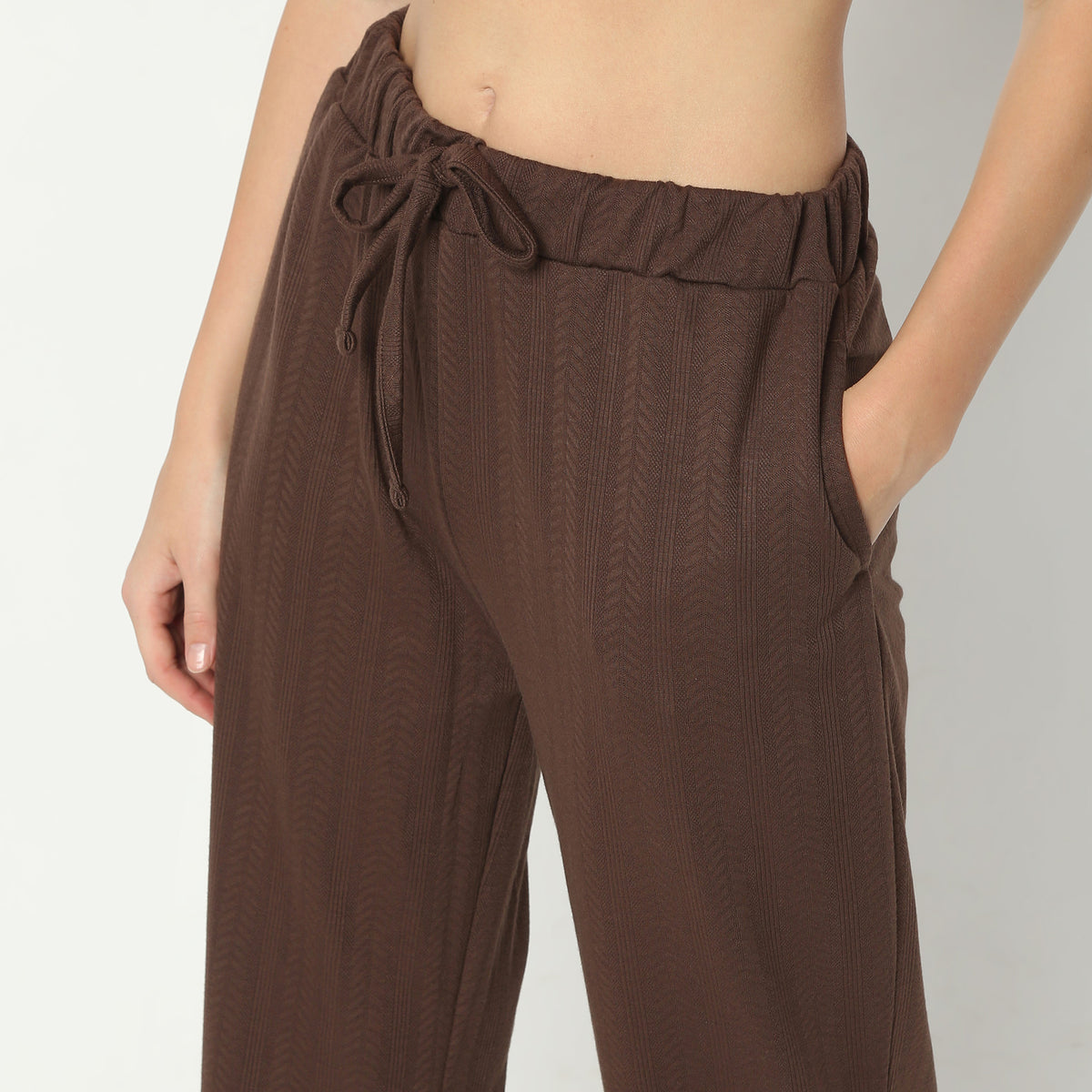 Relaxed Fit Solid Ankle Length High Rise Palazzos