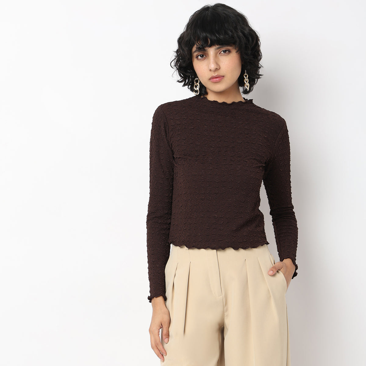 Solid Crew Neck Betty Top