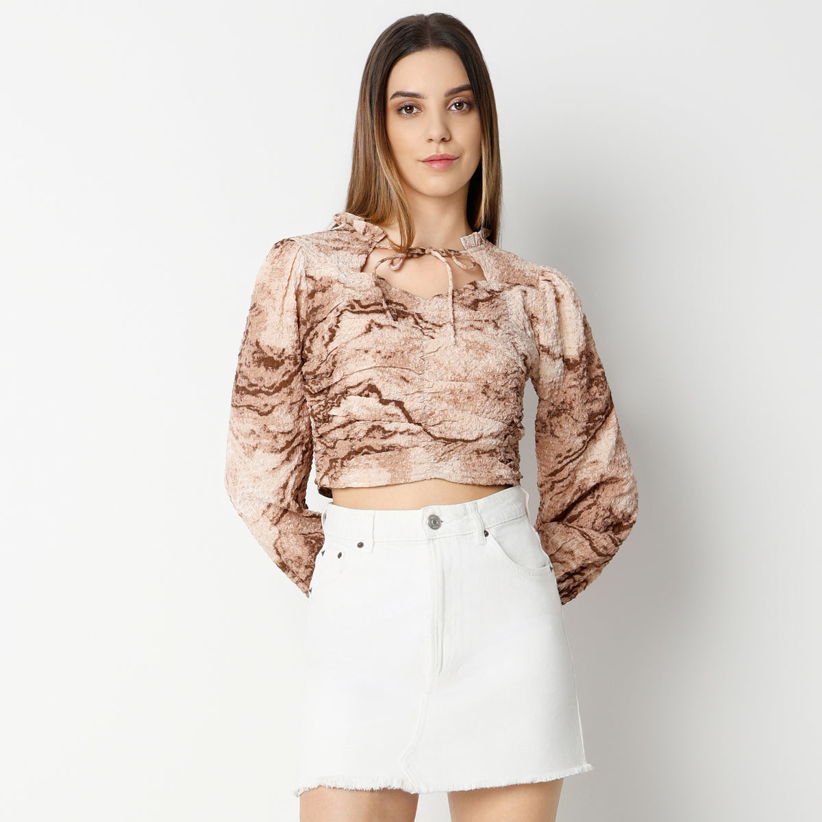 Regular Fit Printed Cropped Top