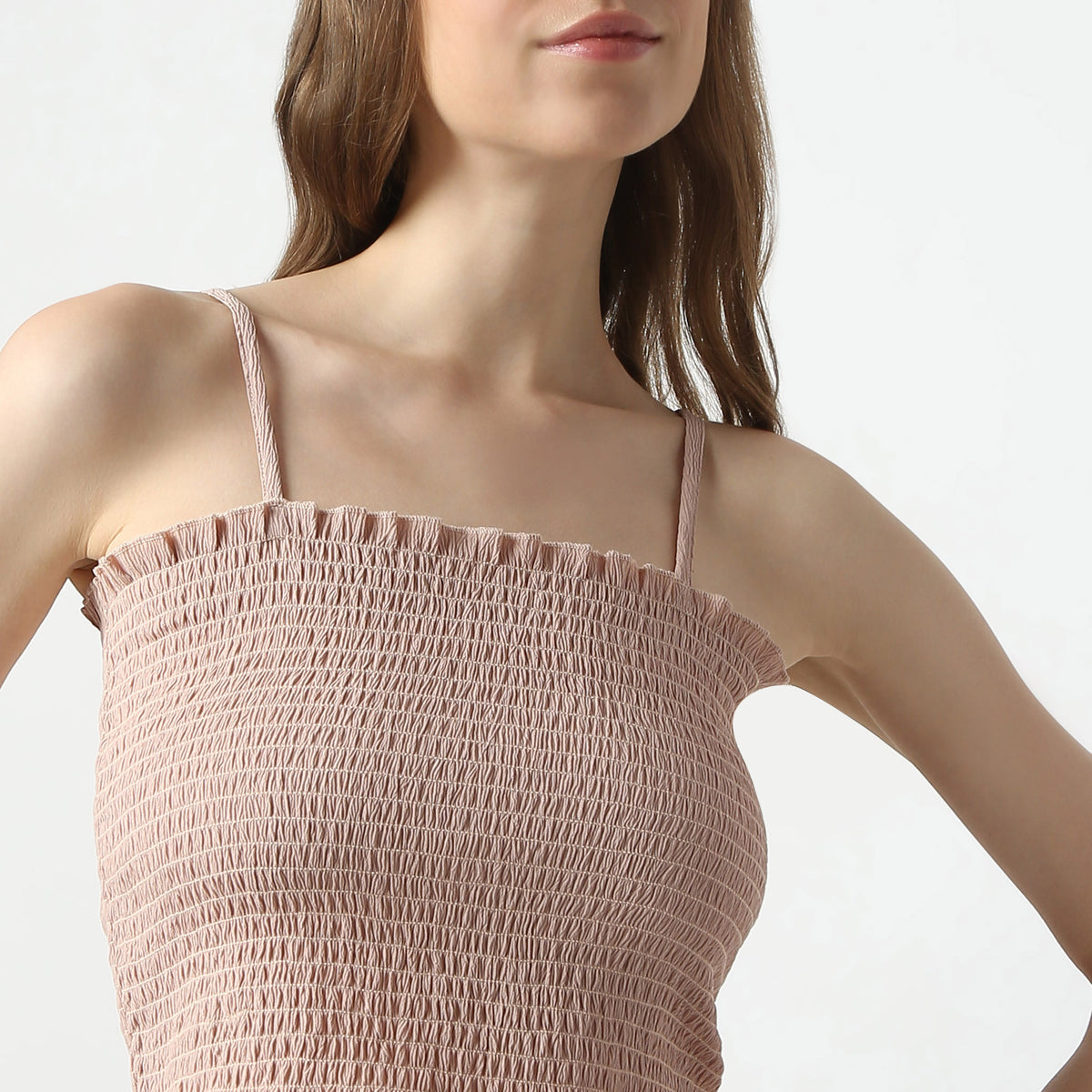 Slim Fit Solid Square Neck Crop Top