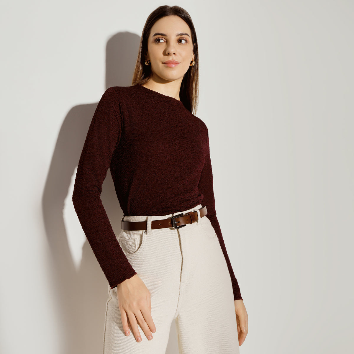 Slim Fit Solid Cropped Top