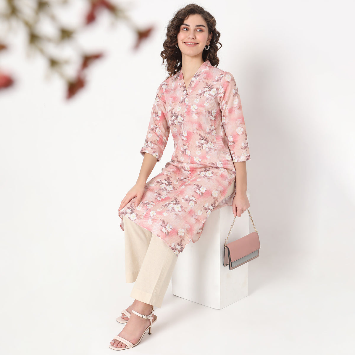 Straight Fit Floral Kurta