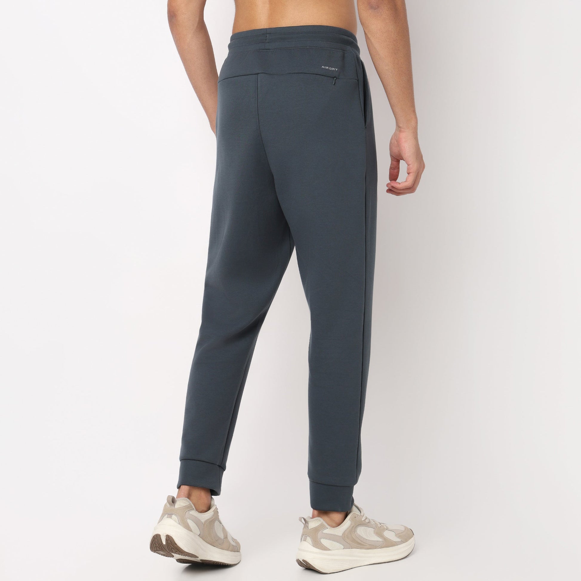 Regular Fit Solid Mid Rise Trackpants