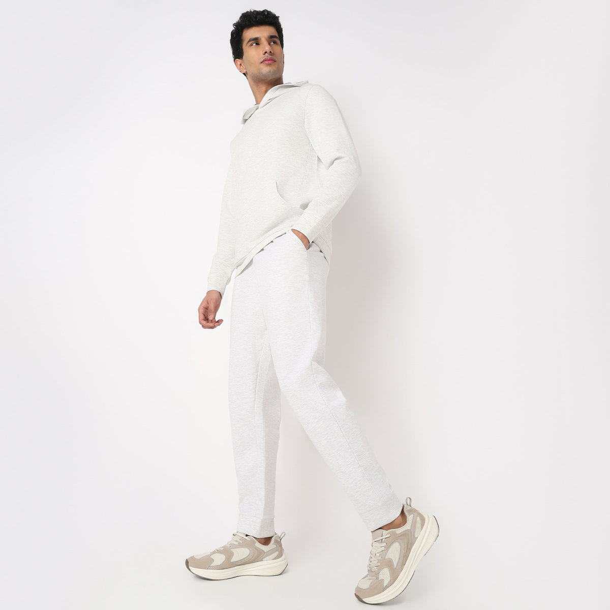 Regular Fit Solid Mid Rise Trackpants