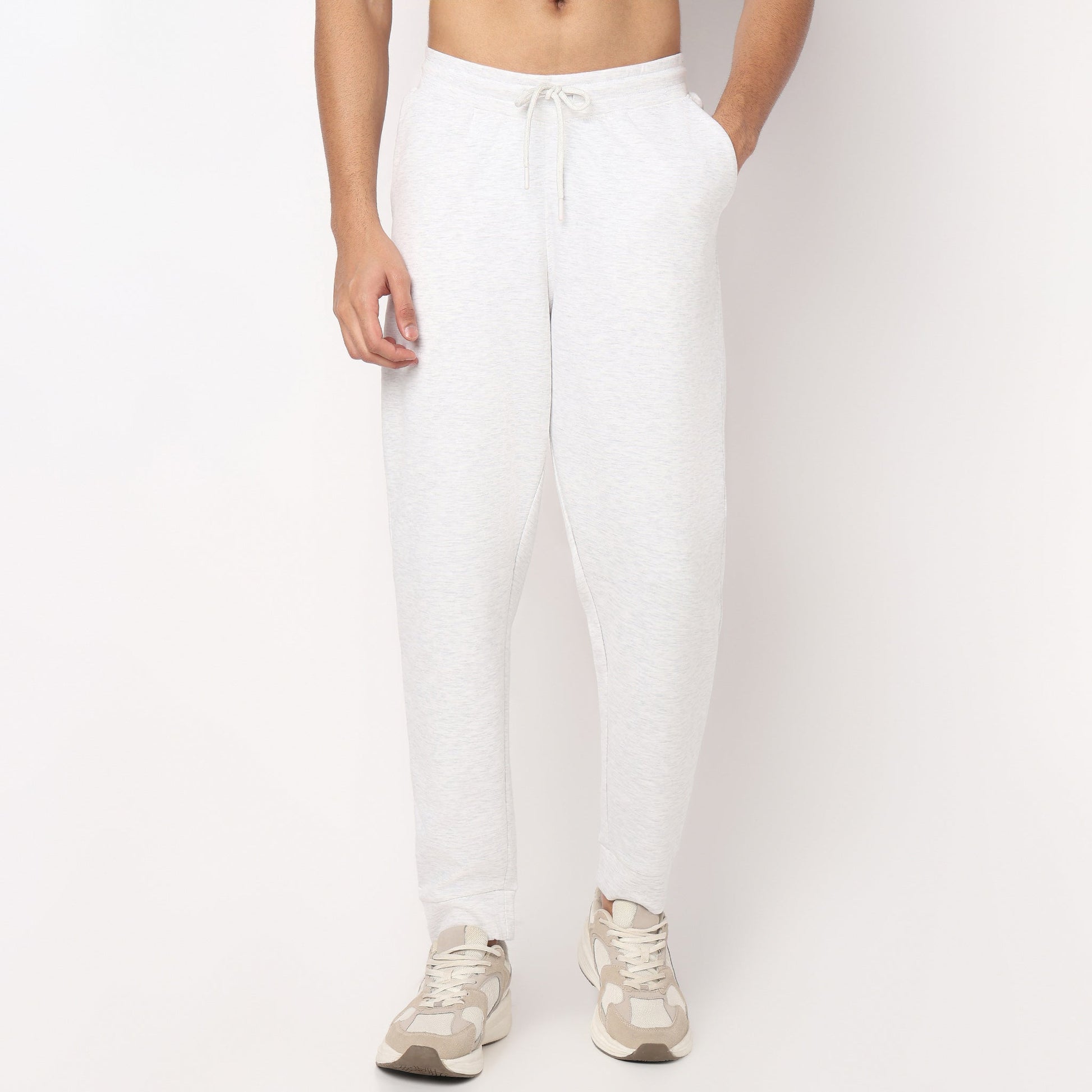 Regular Fit Solid Mid Rise Trackpants