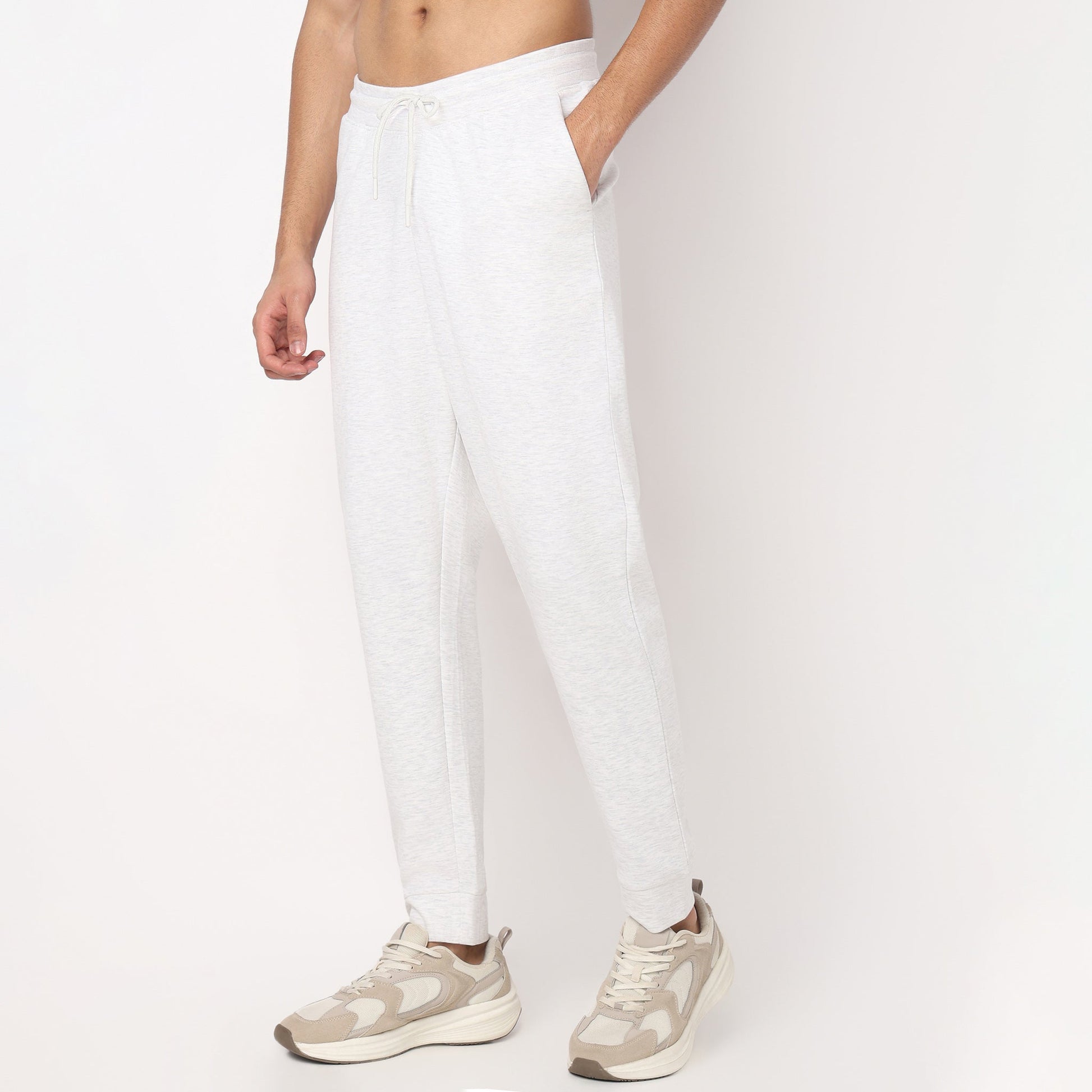 Regular Fit Solid Mid Rise Trackpants