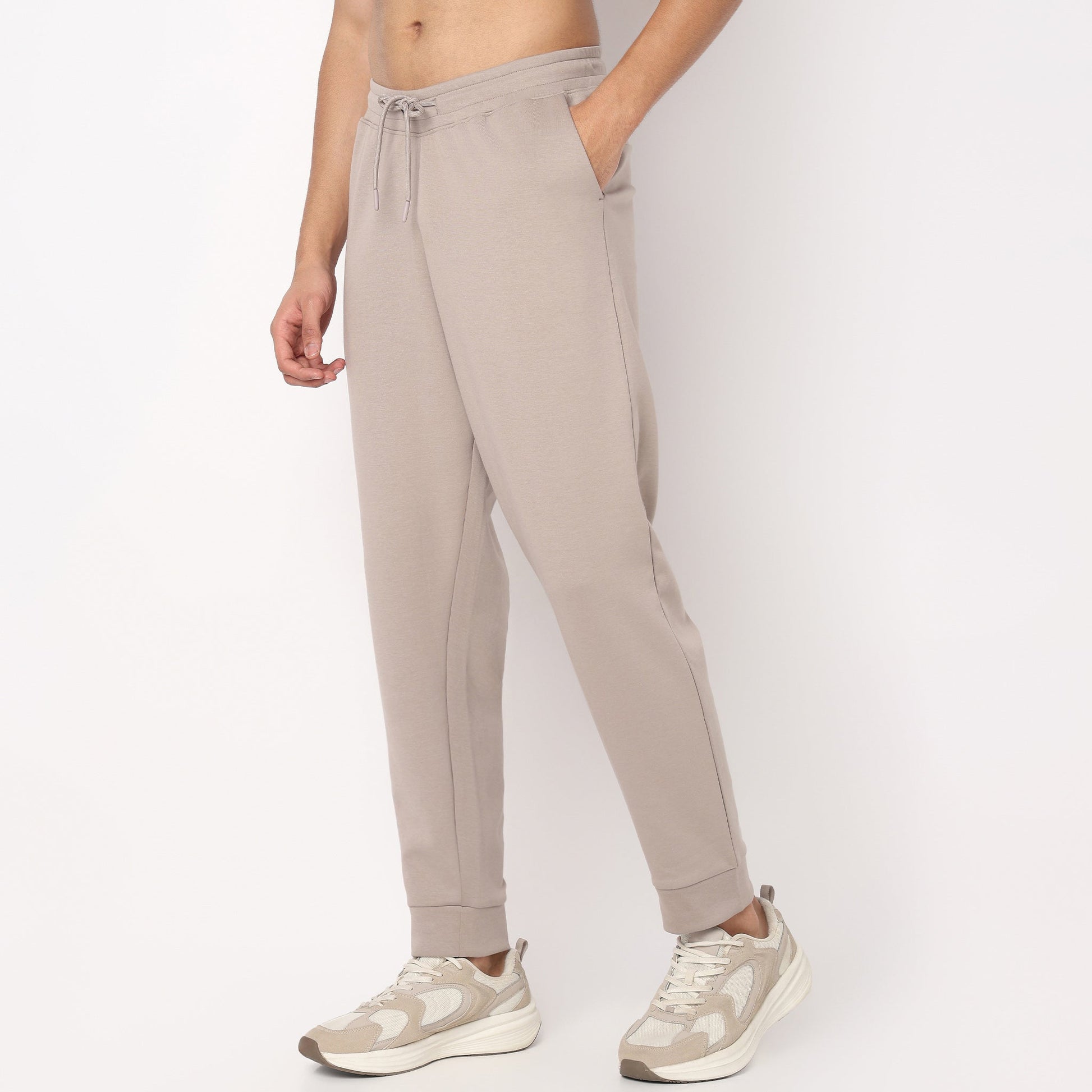 Regular Fit Solid Mid Rise Trackpants