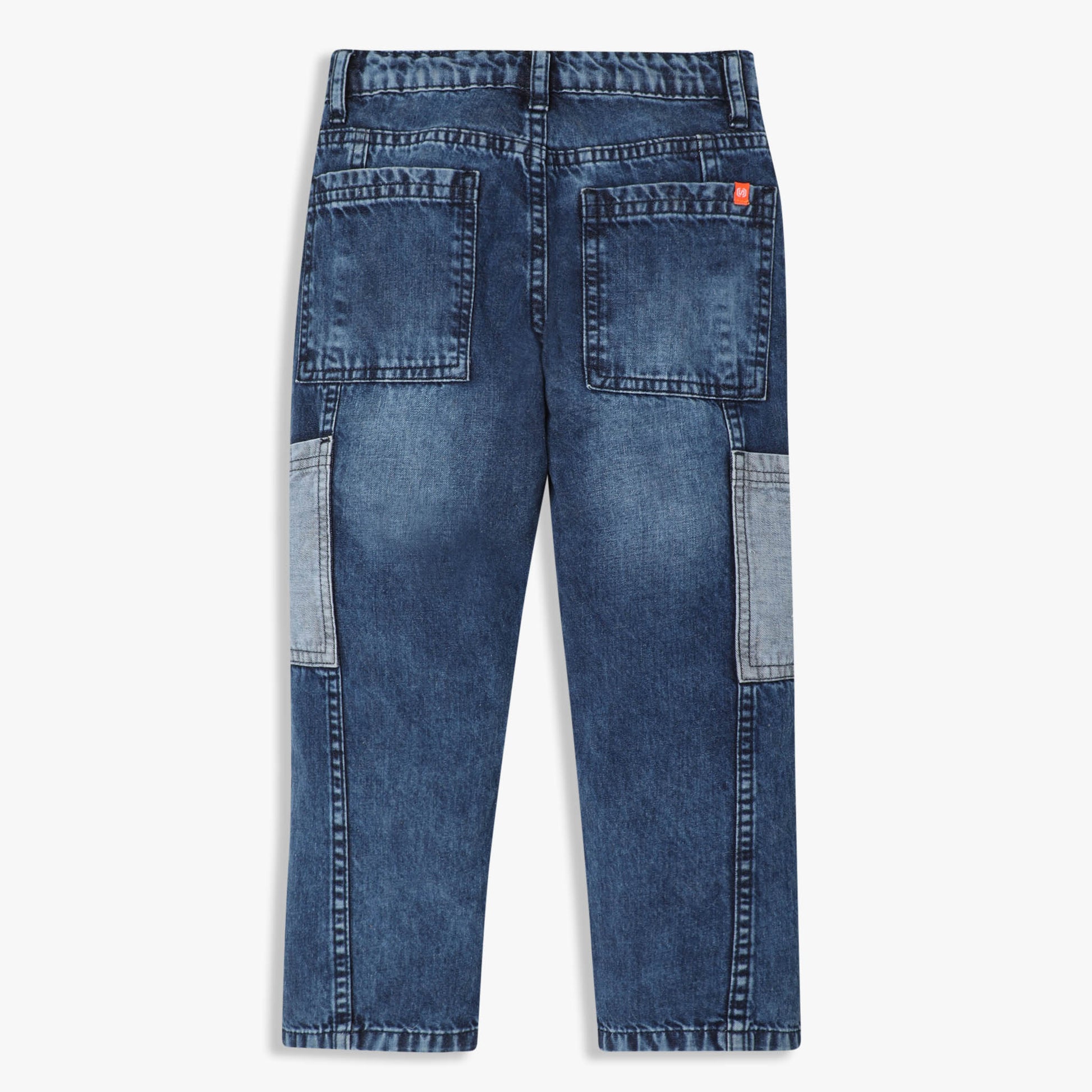 Straight Fit Indigo Boys Denim Jeans with Reversed Pocket