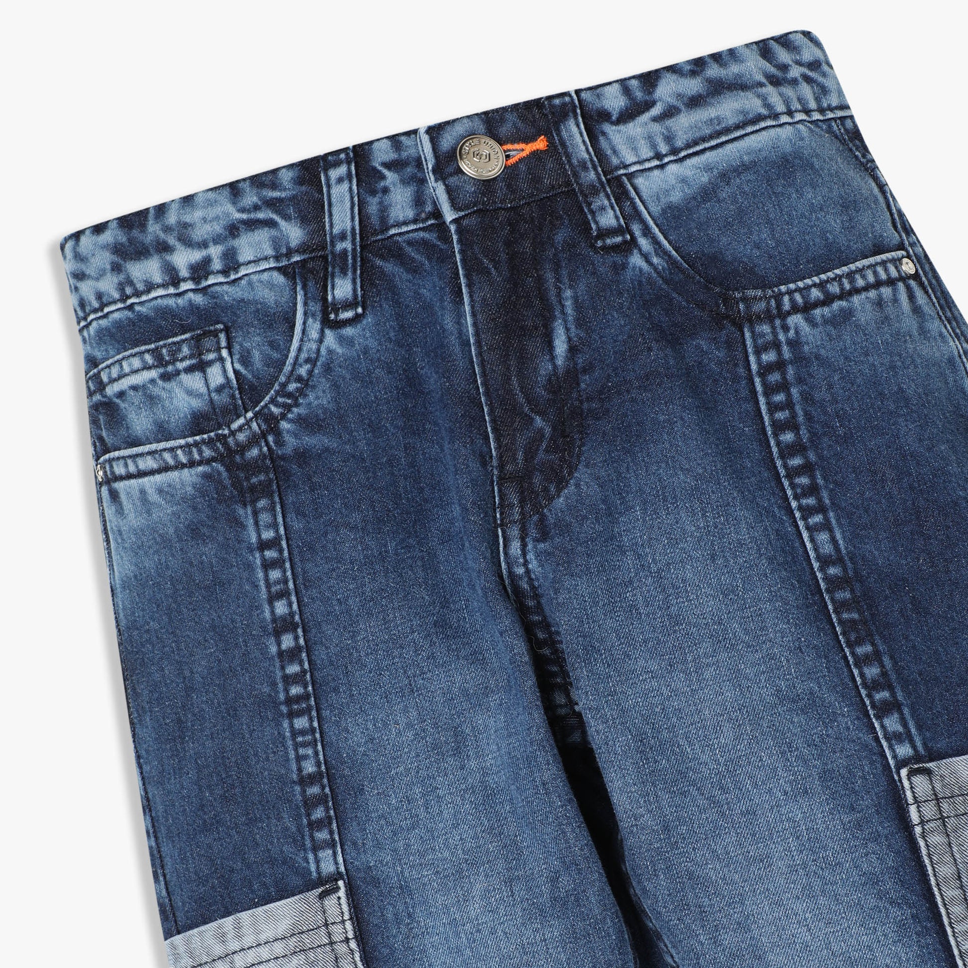 Straight Fit Indigo Boys Denim Jeans with Reversed Pocket