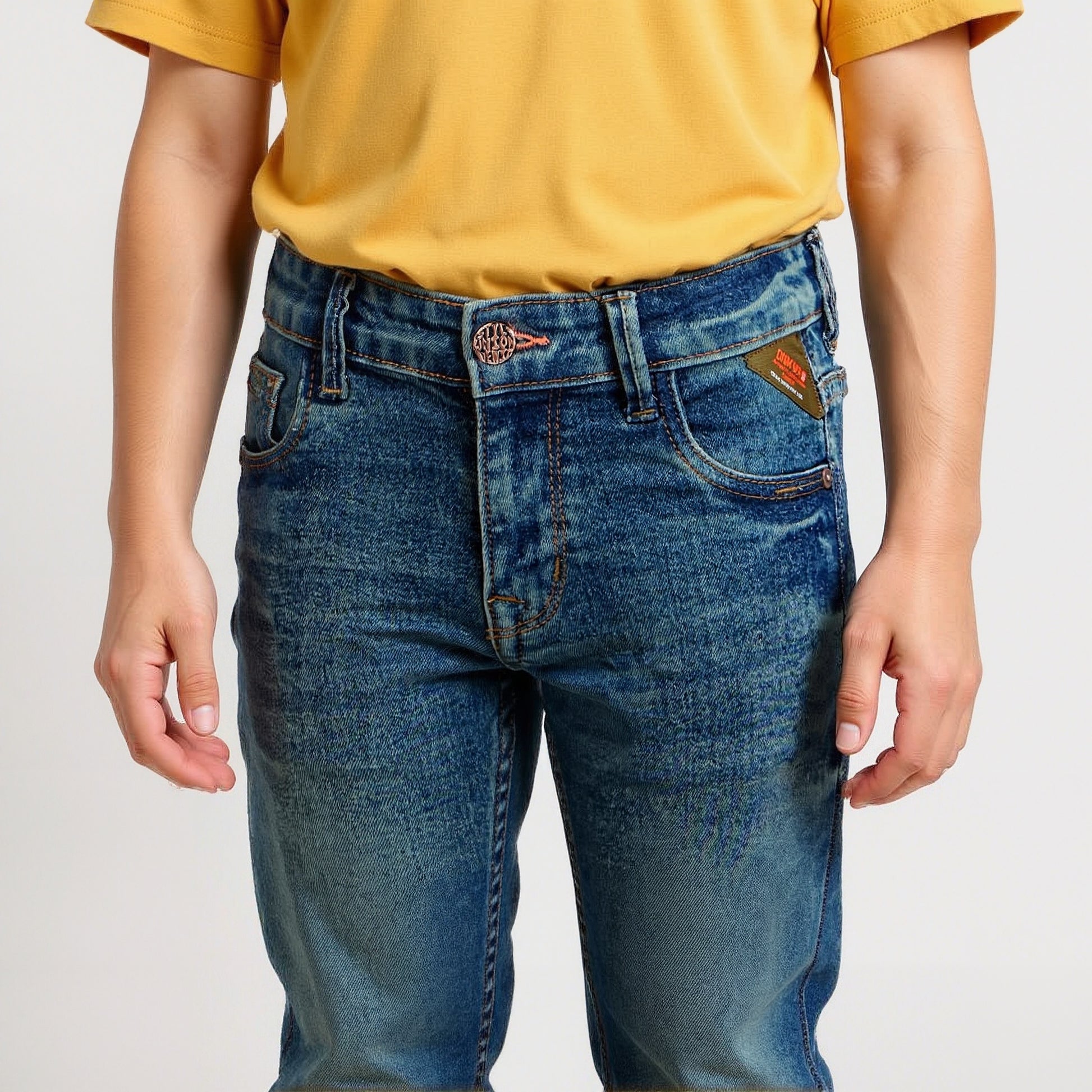 Boys Heavily Washed With Tint Effect Slim Fit Denim