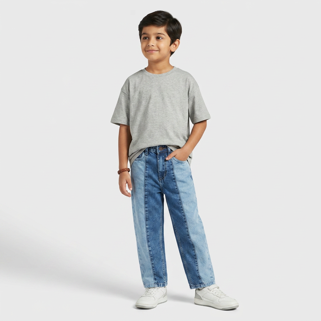Boys Solid Loose Fit Mid Rise Jeans