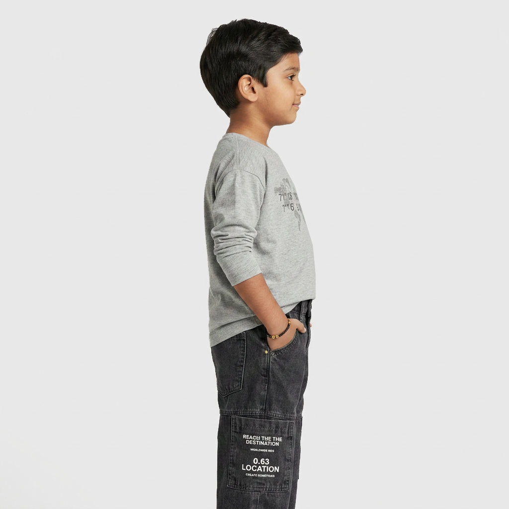 Boys Solid Loose Fit Mid Rise Jeans