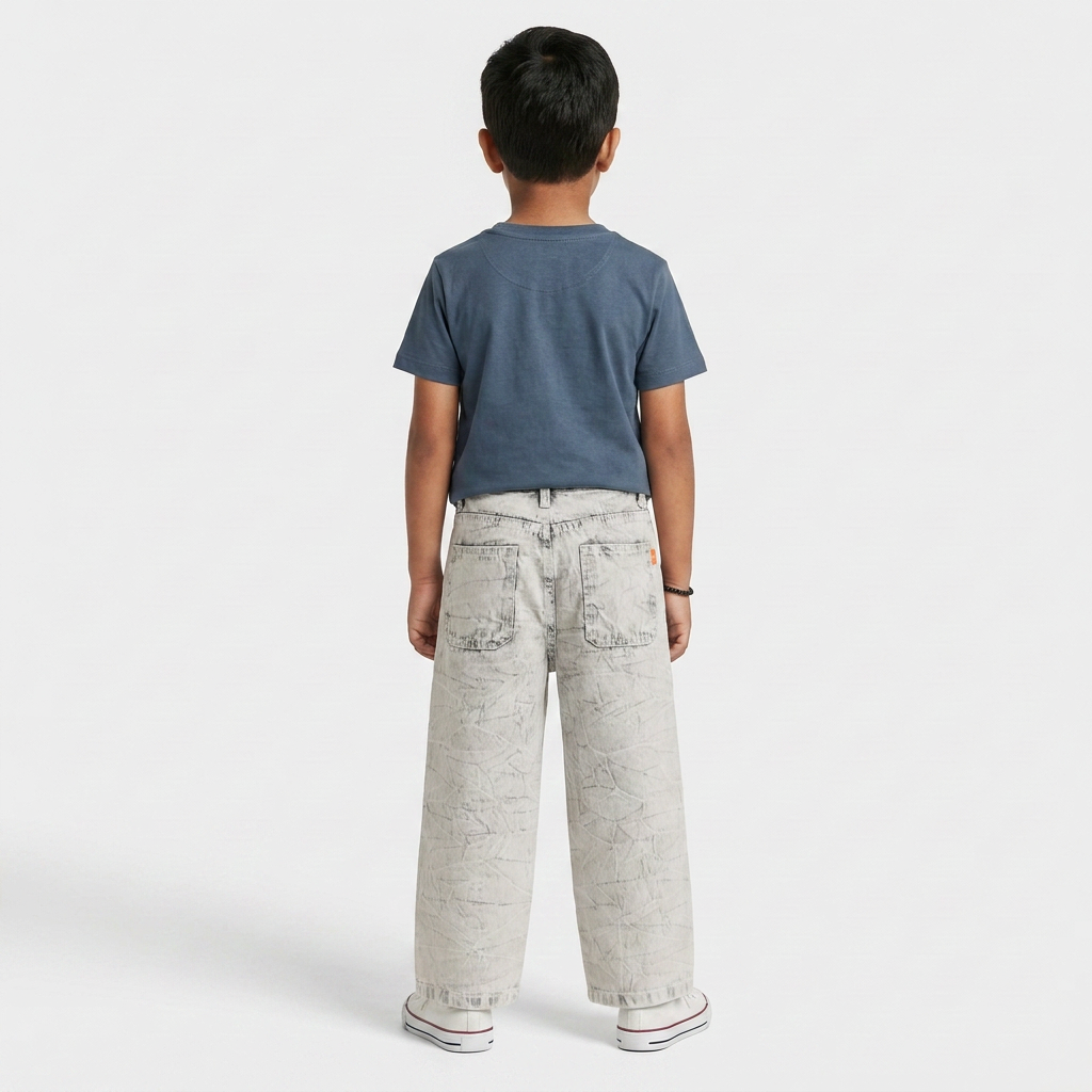 Boys Solid Baggy Fit Mid Rise Jeans