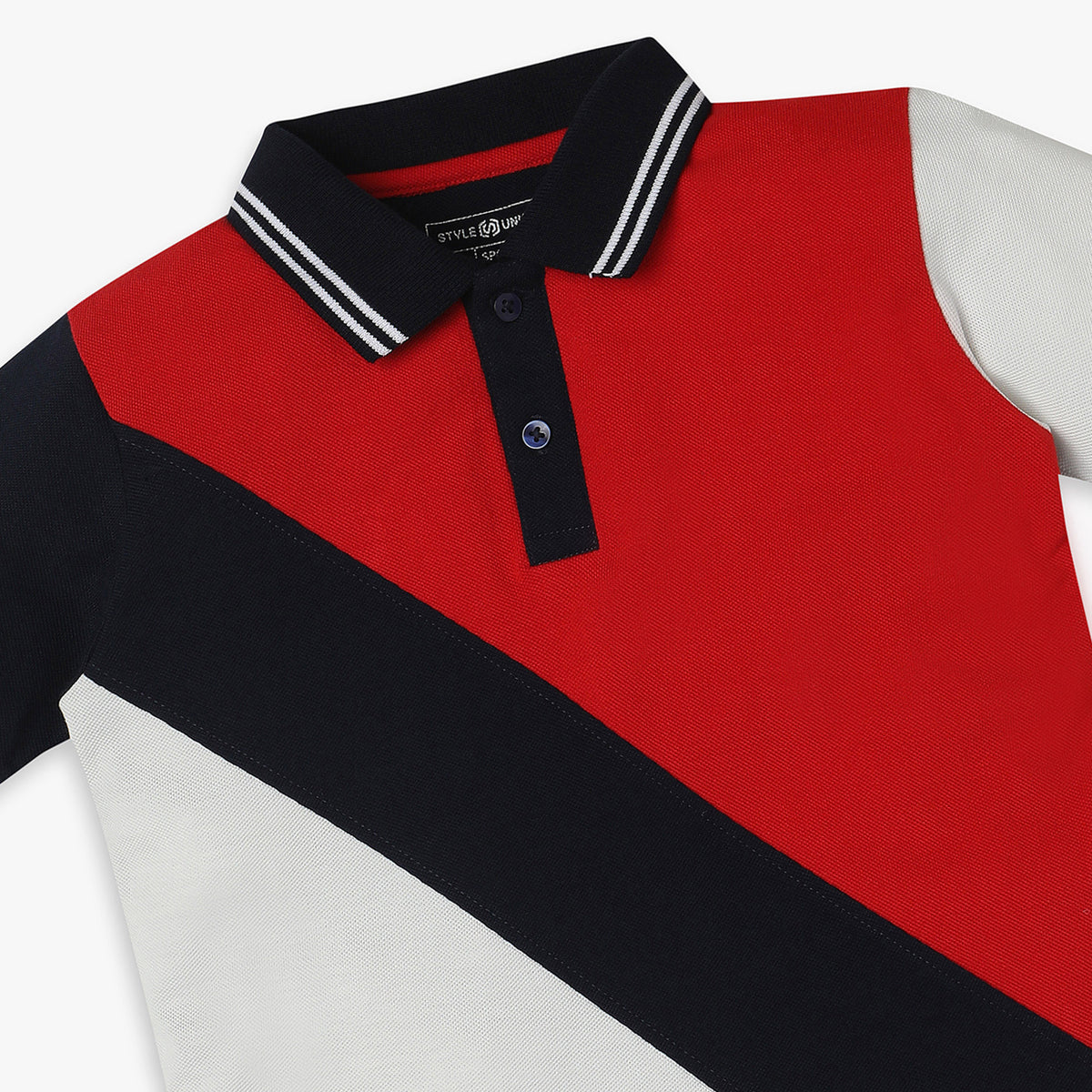 Boys Regular Fit Cut and Sew Polo T-Shirt