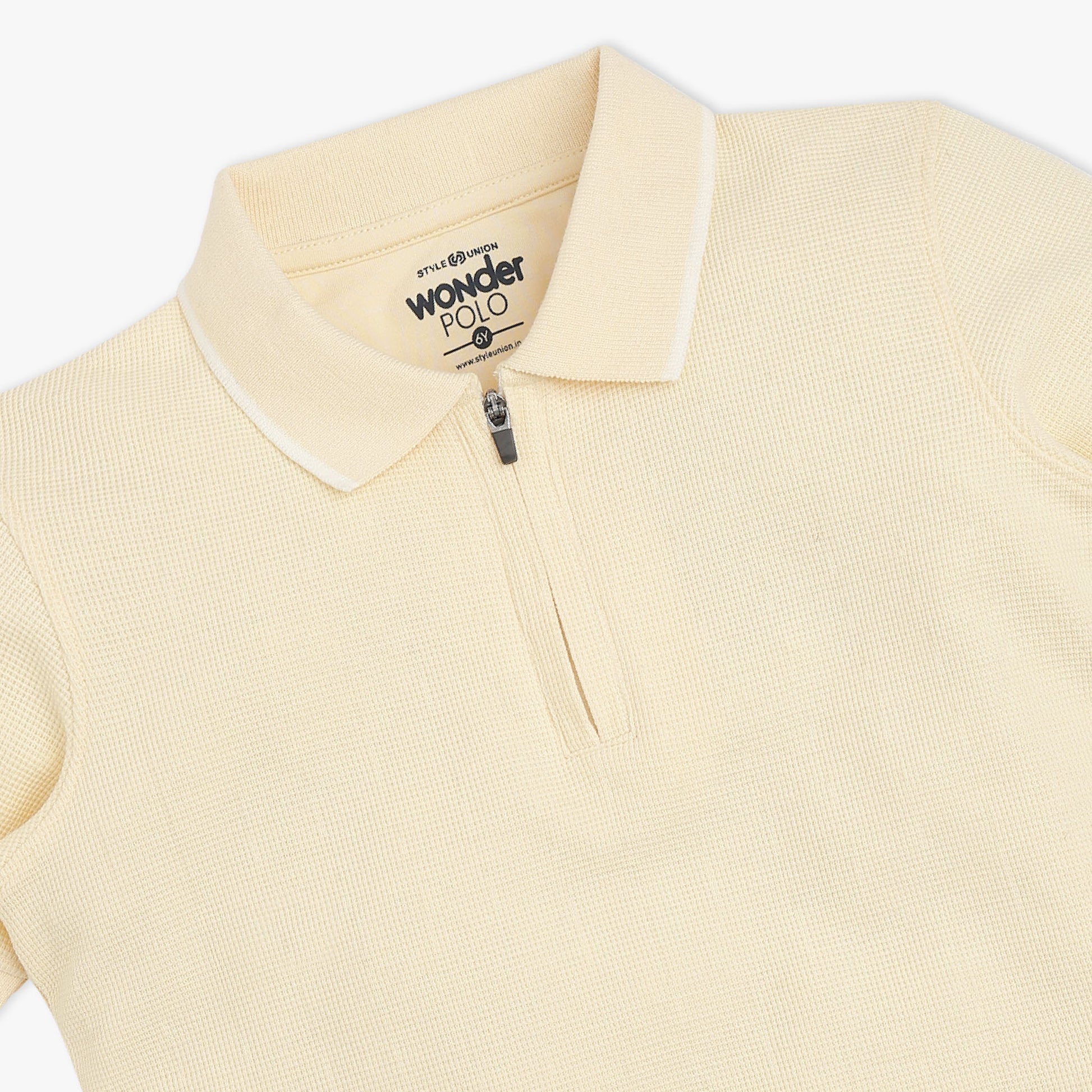 Boys Solid Polo Neck Wonder Reverse T-Shirt