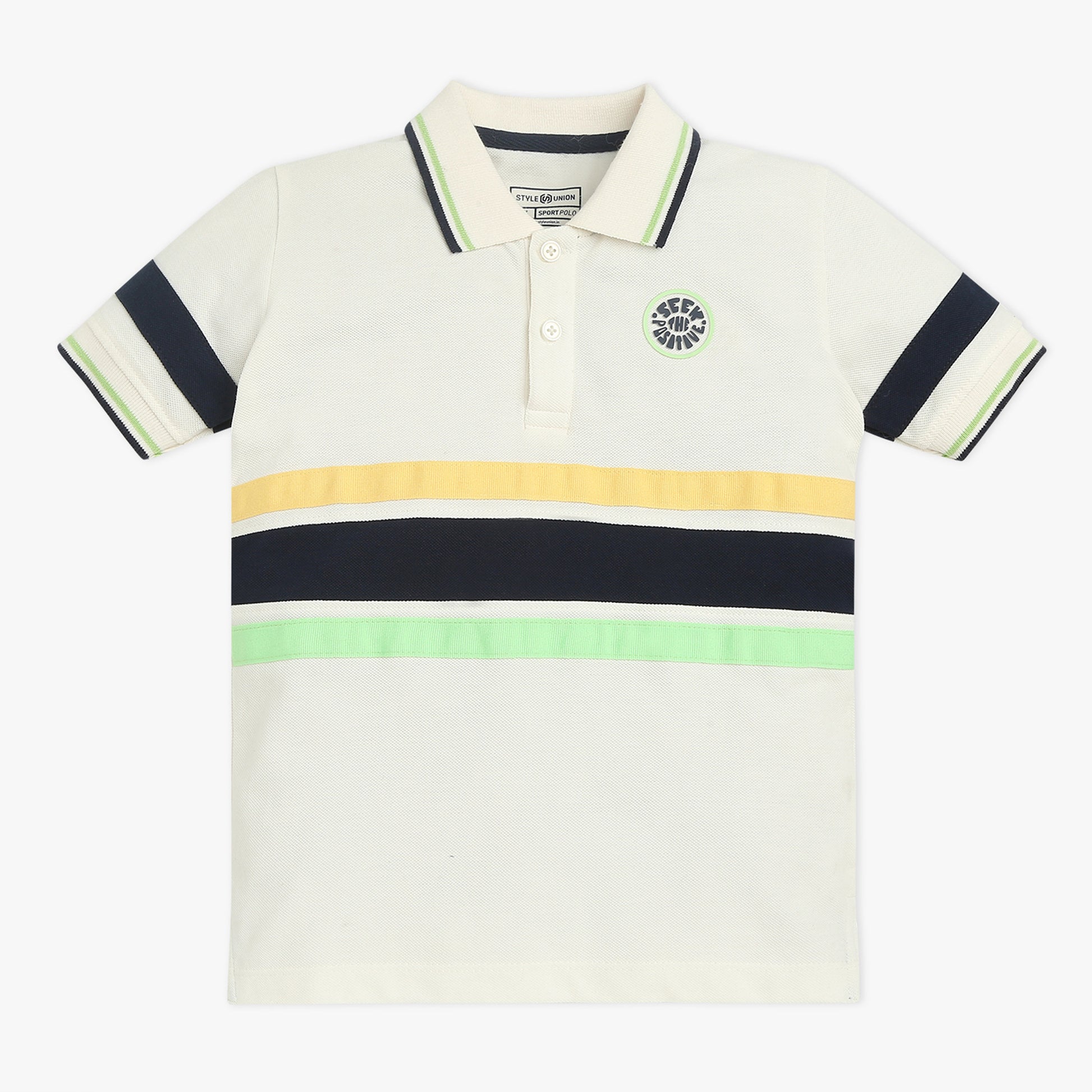 Boys Striped Polo Neck Sports Yarn T-Shirt