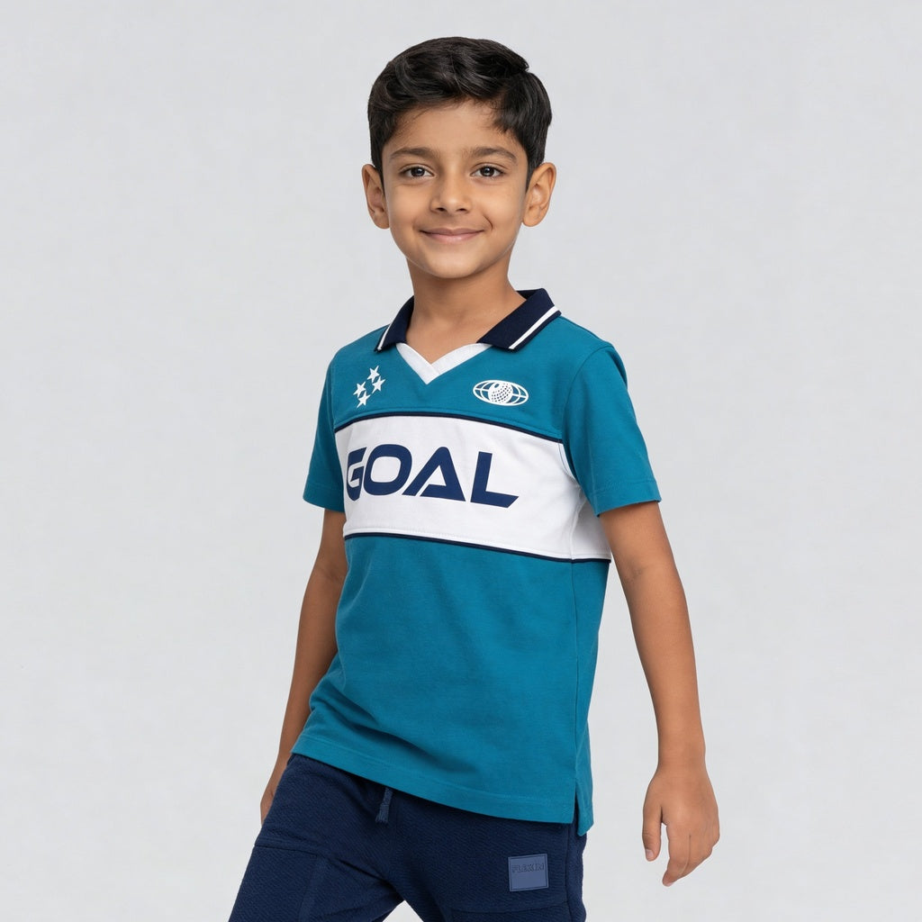 Boys Cut And Sew Collar Sport Polo T-Shirt