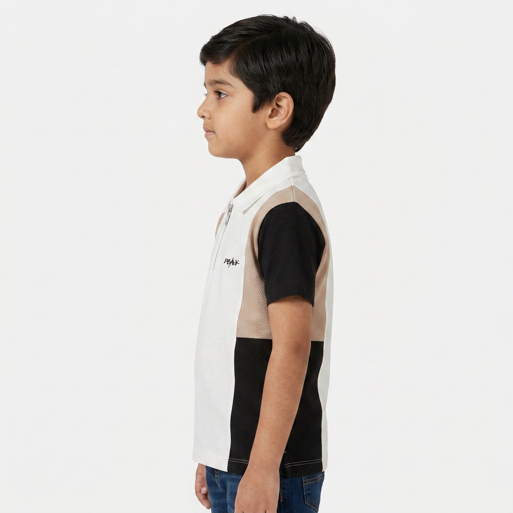 Boys Woven Cut and Sew Polo T-Shirt