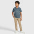 Boys Cut and Sew Zipper Polo T-Shirt