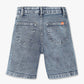 Below Knee Length Stretchable Denim Shorts with Front Cut and Sew