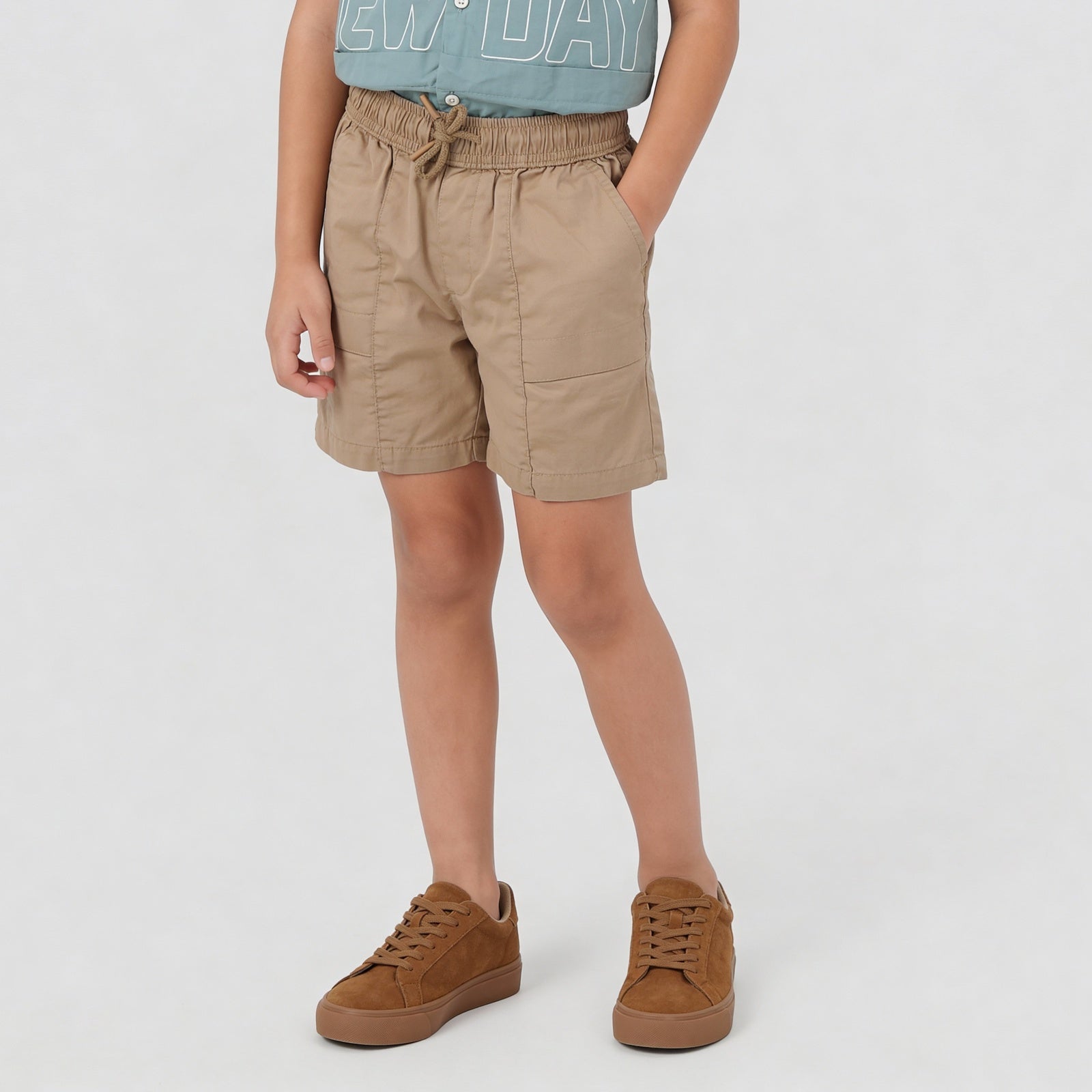 Boys Cotton Solid Pull On Shorts