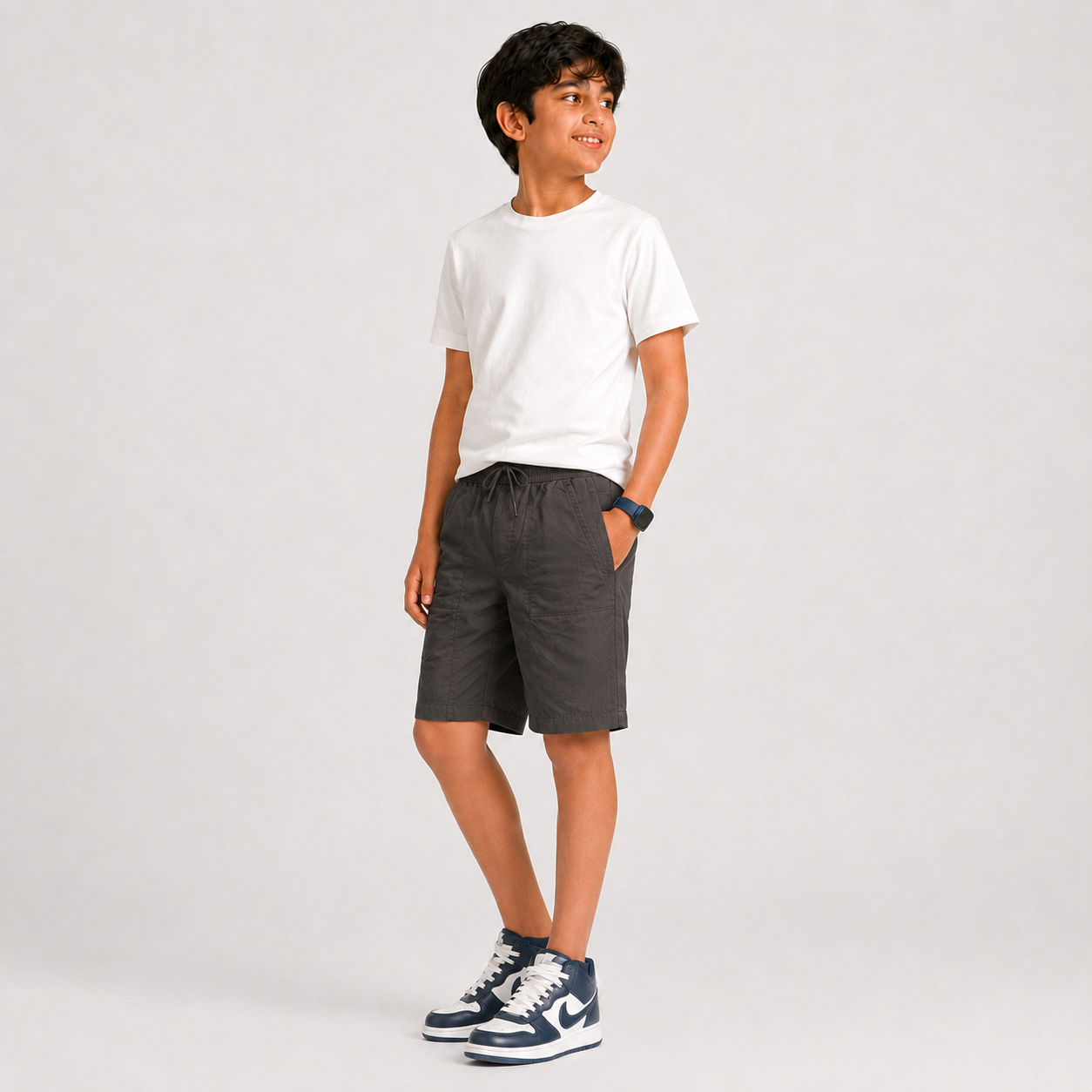Boys Cotton Solid Pull On Shorts