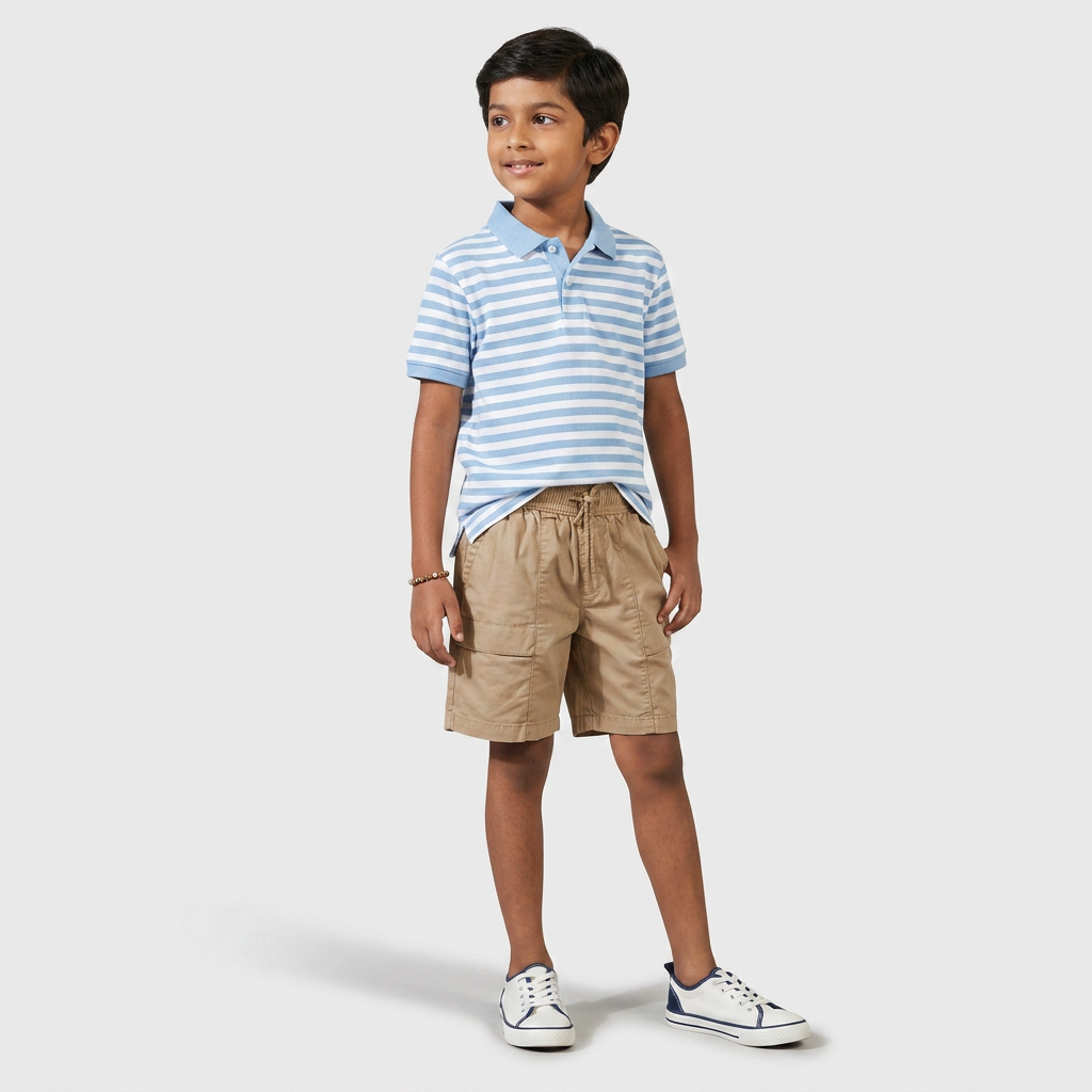 Boys Cotton Solid Pull On Shorts