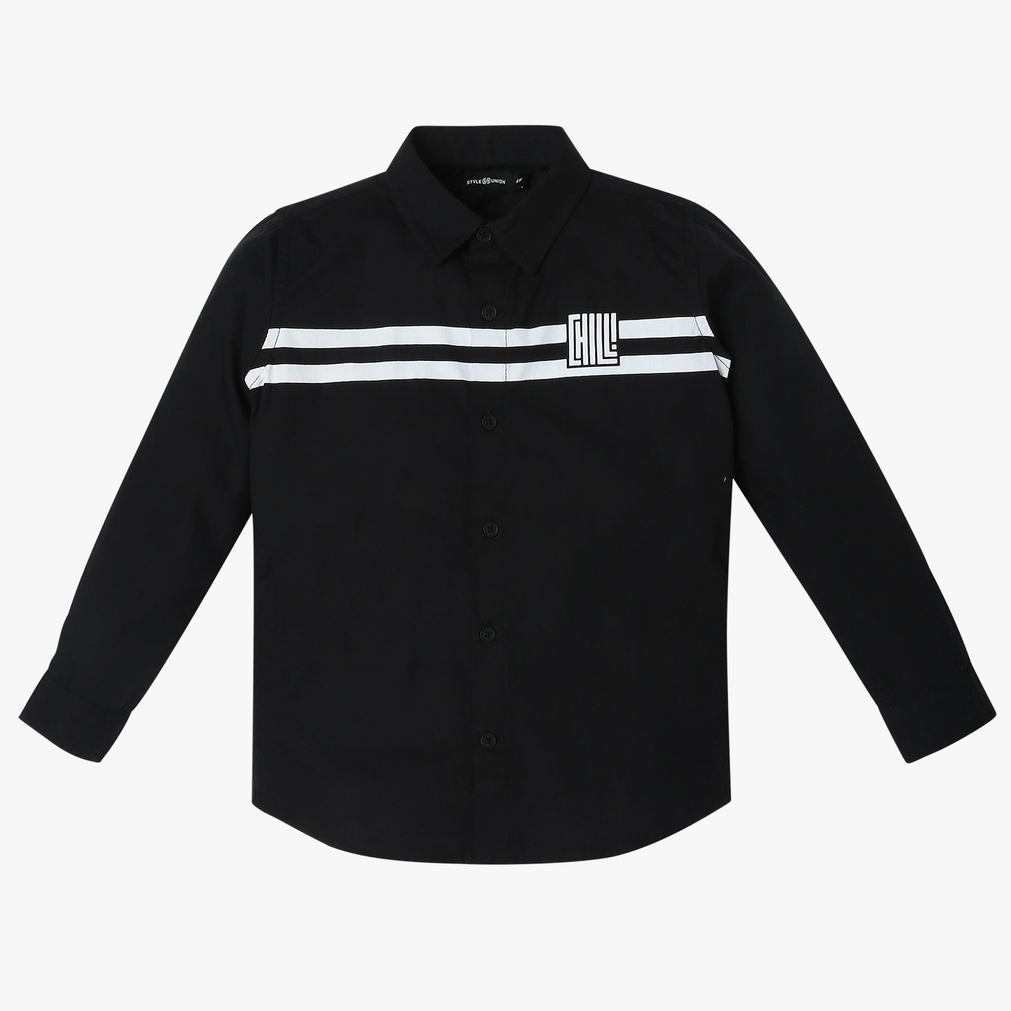 Boys Regular Fit Solid Shirt Collar Shirt