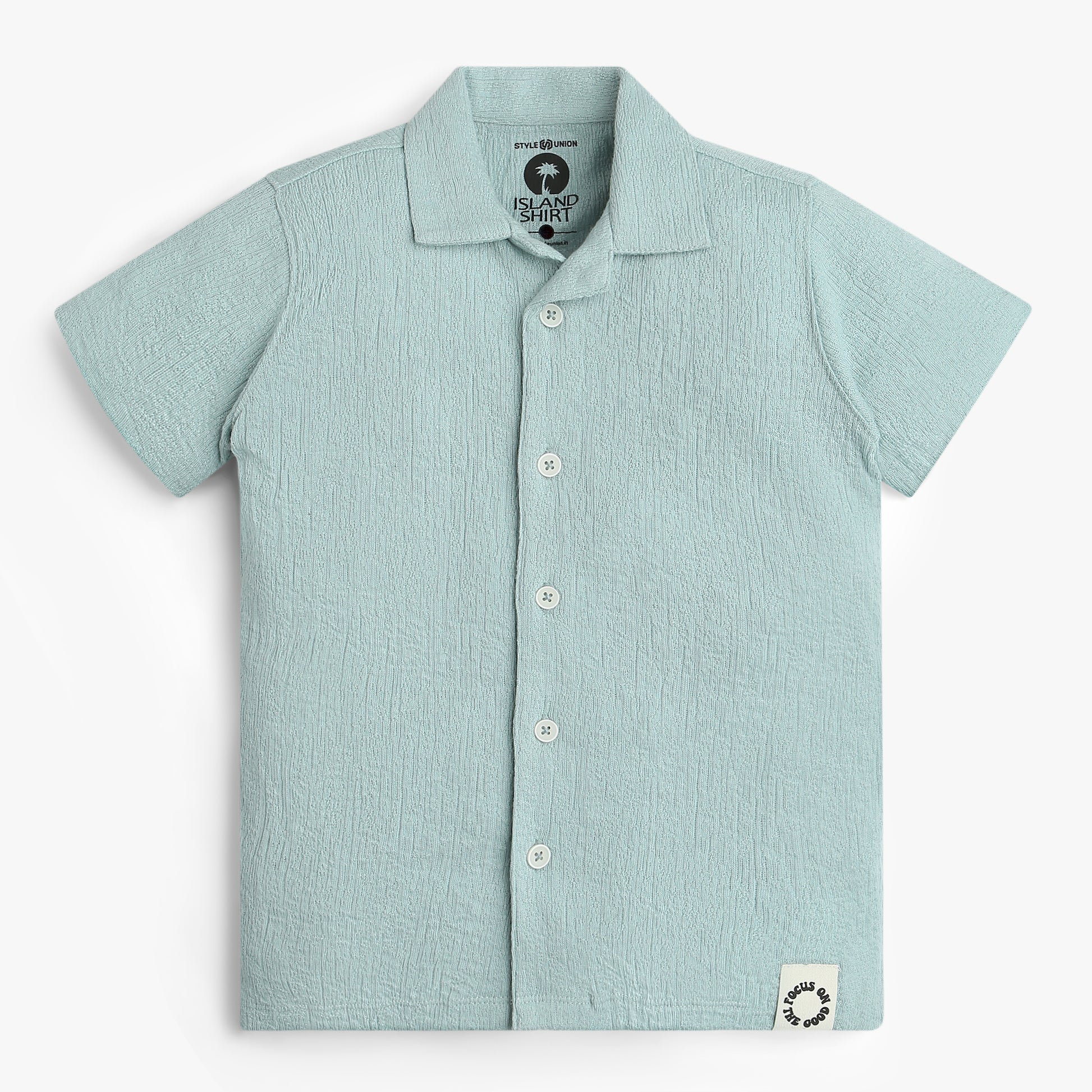 Boys Shirt Collar Half Sleeve Cuban Shirt