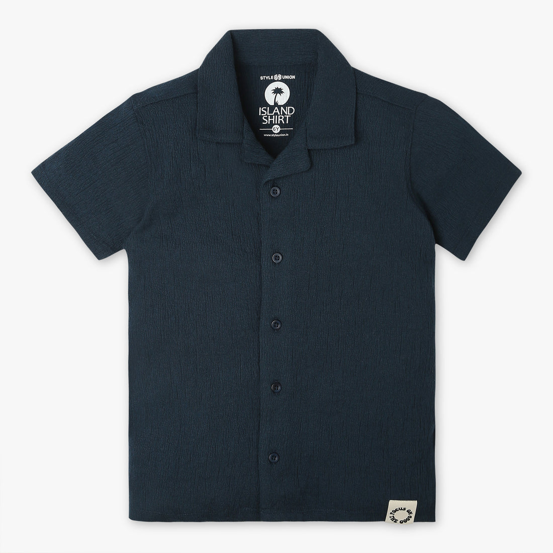 Boys Regular Fit Solid Camp Collar Half Sleeve Shirt
