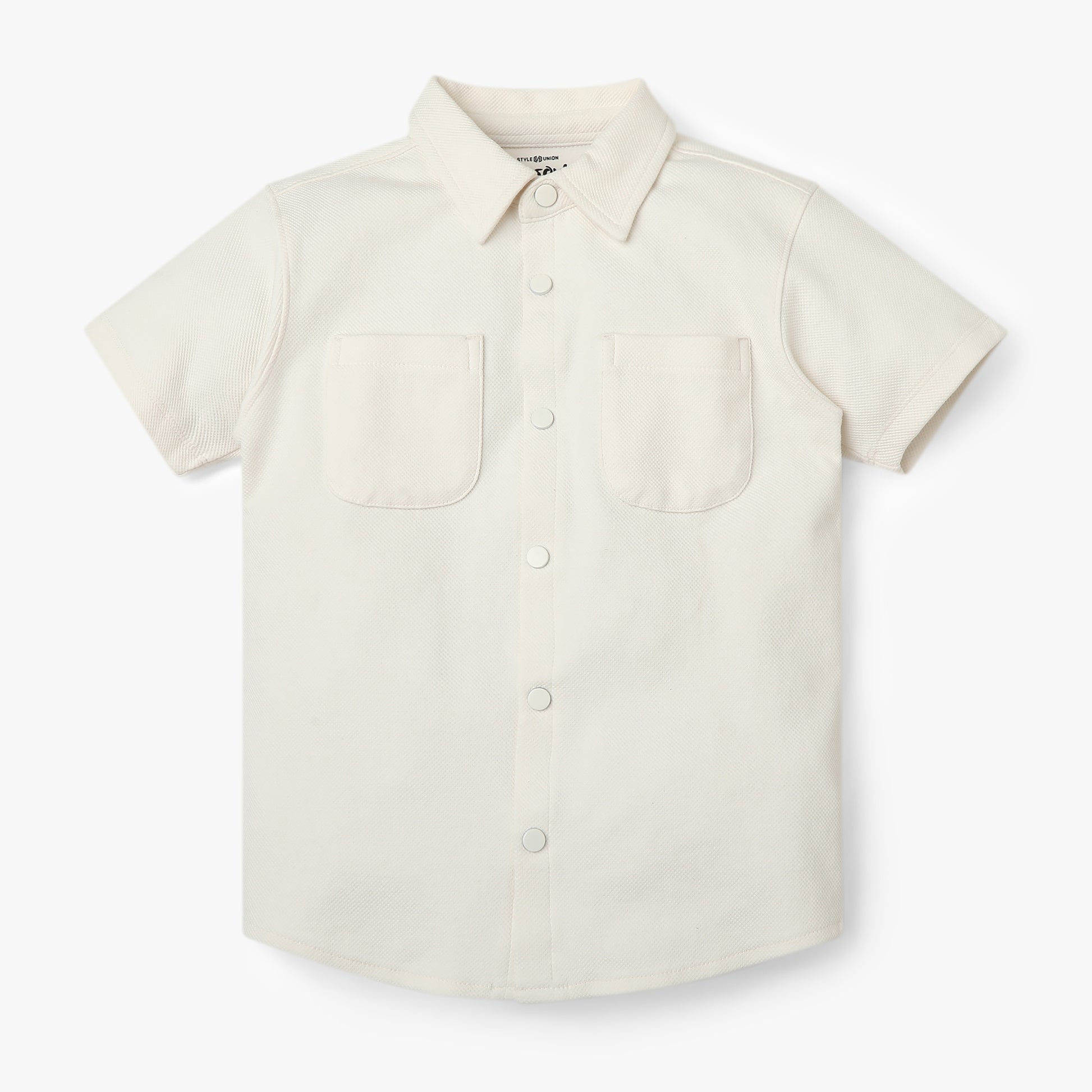 Boys Shirt Collar Half Sleeve Cuban Shirt