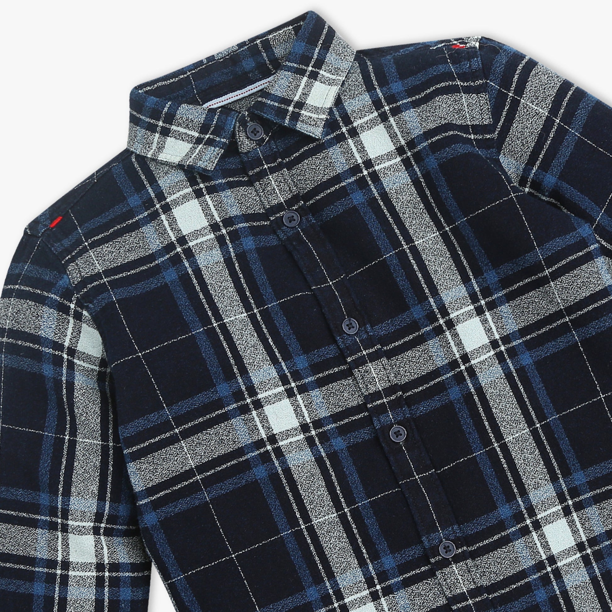Boys Collar Full Length Sleeve Checkered Shirt