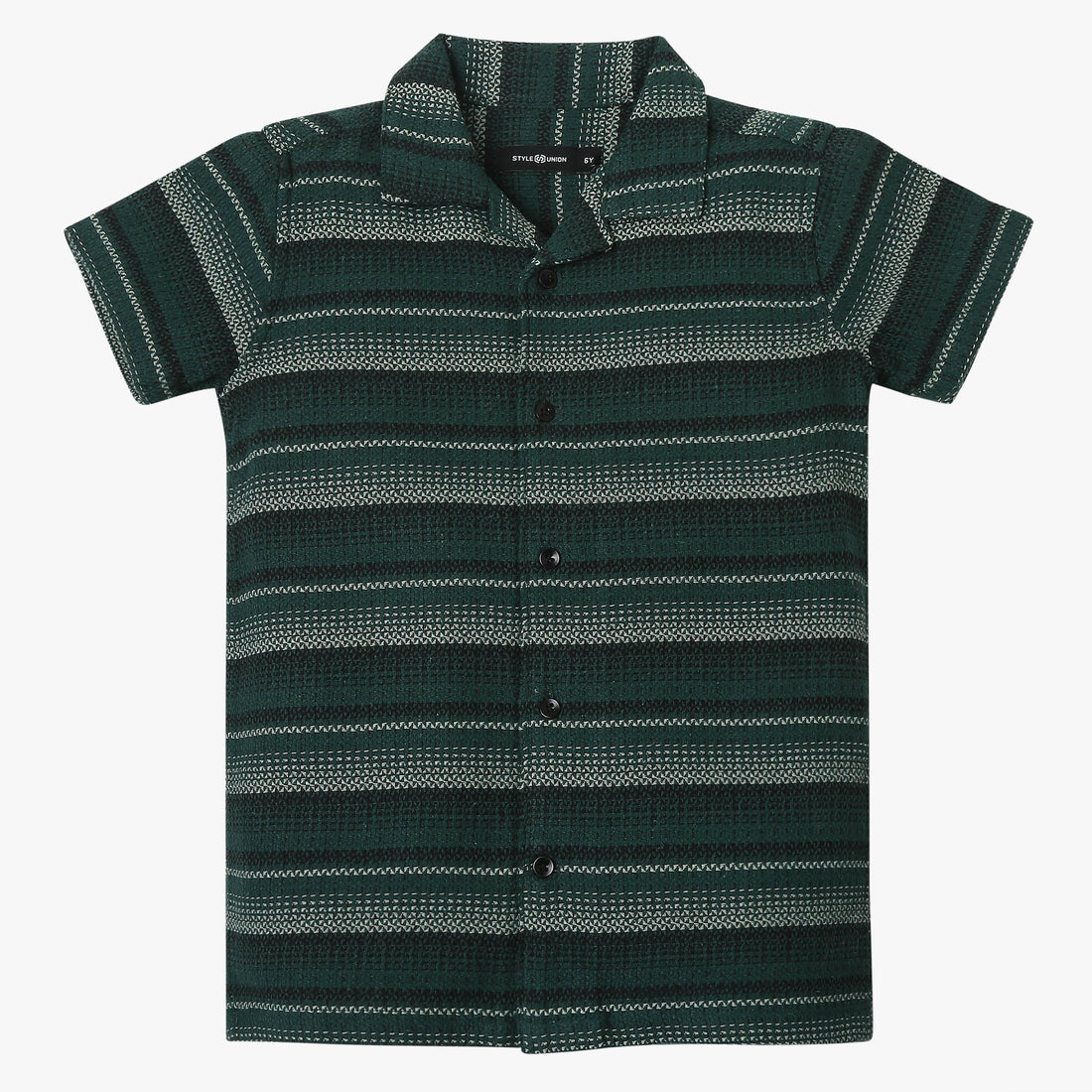 Boys Regular Fit Striped Shirt Collar Shirt