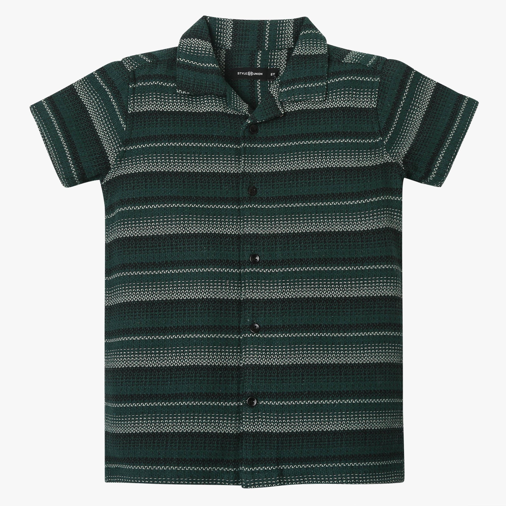 Boys Regular Fit Striped Shirt Collar Shirt