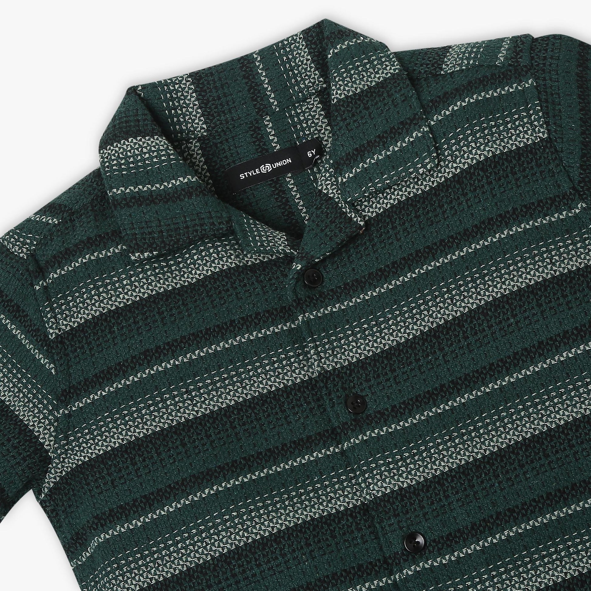 Boys Regular Fit Striped Shirt Collar Shirt
