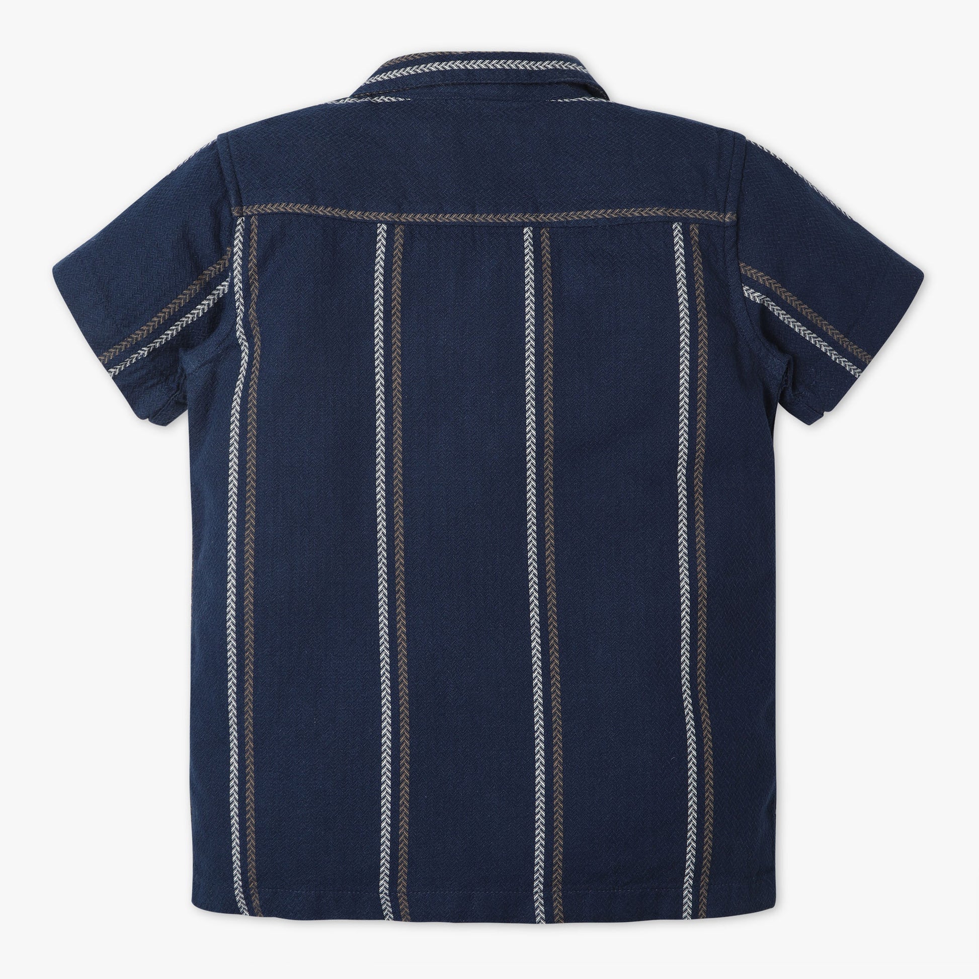 Boys Regular Fit Striped Shirt Collar Shirt