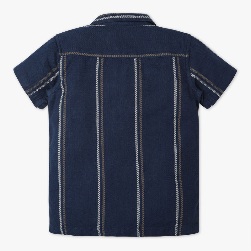 Boys Regular Fit Striped Shirt Collar Shirt