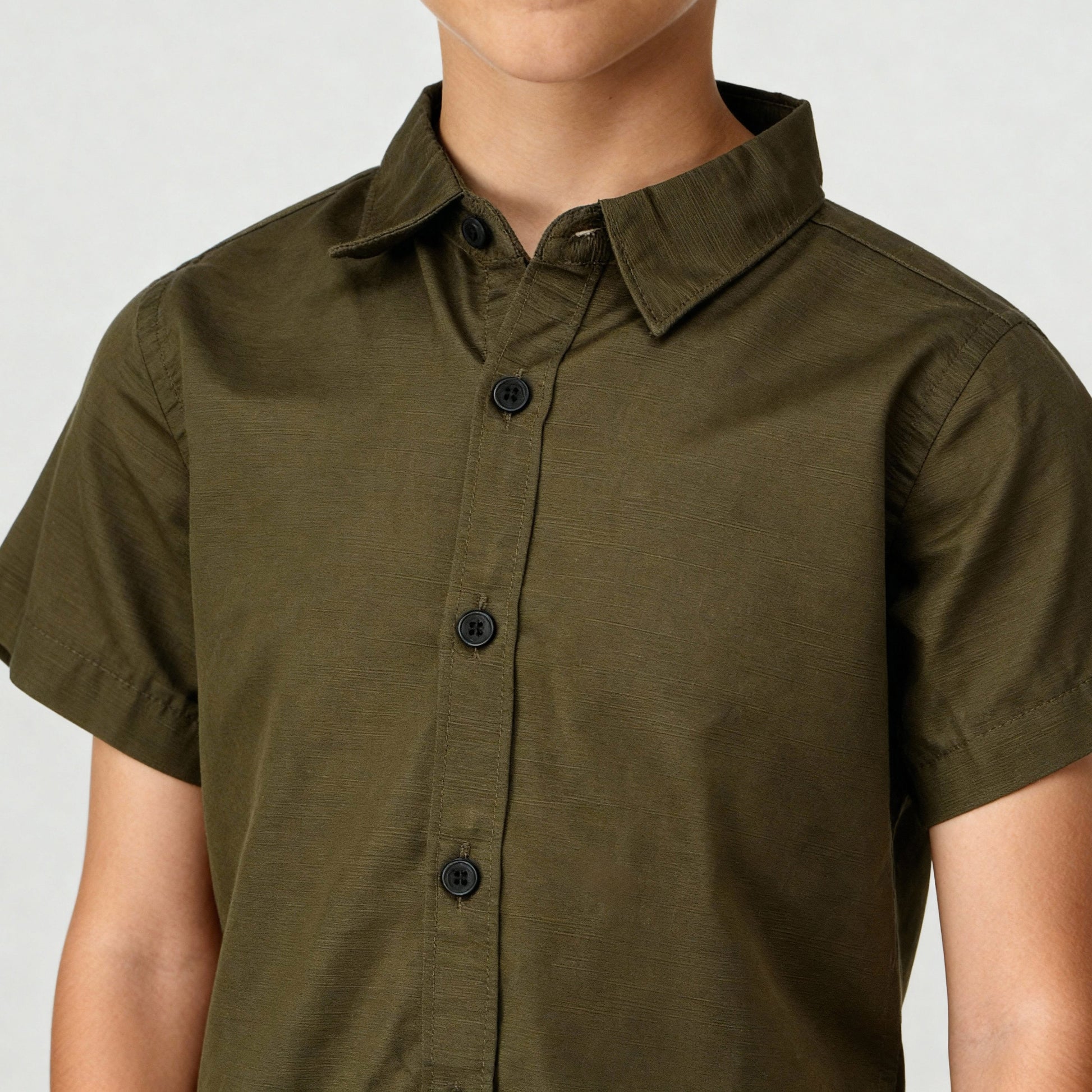 Boys Half Sleeve Shirt Collar Solid Shirt